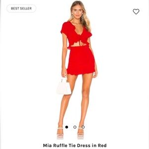 superdown Red Ruffle Tie Mini Dress